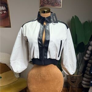 Chic Black and White Bomber Jacket